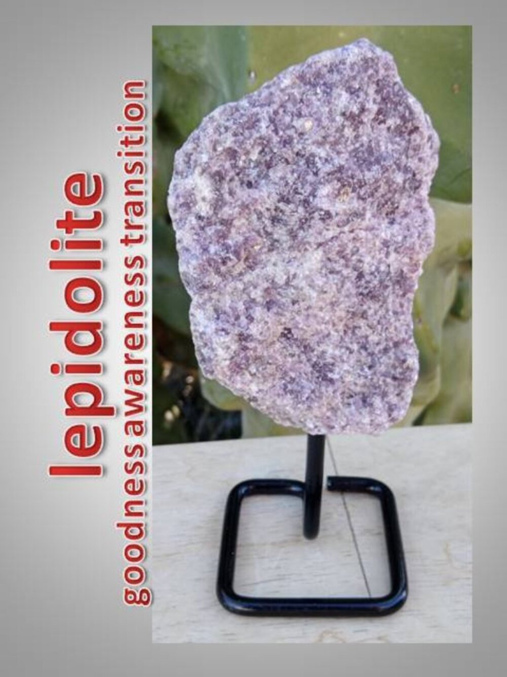 Lepidolite stone rock crystal on stand Chakra : Balance Awareness 01